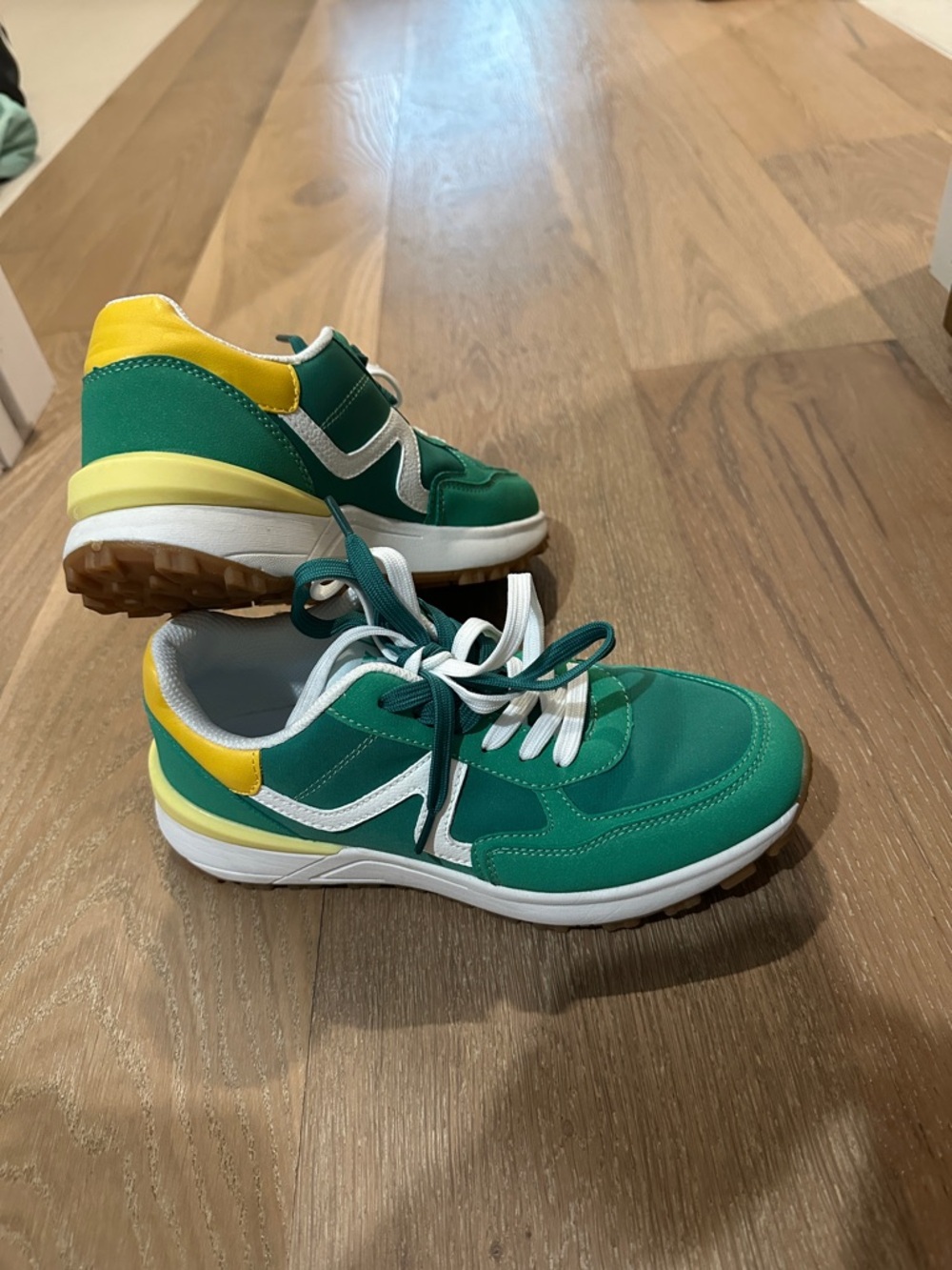 Women's Green and Yellow Athletic Sneakers